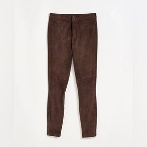 Billy Reid Dark Brown pants stretch suede fly front legging java